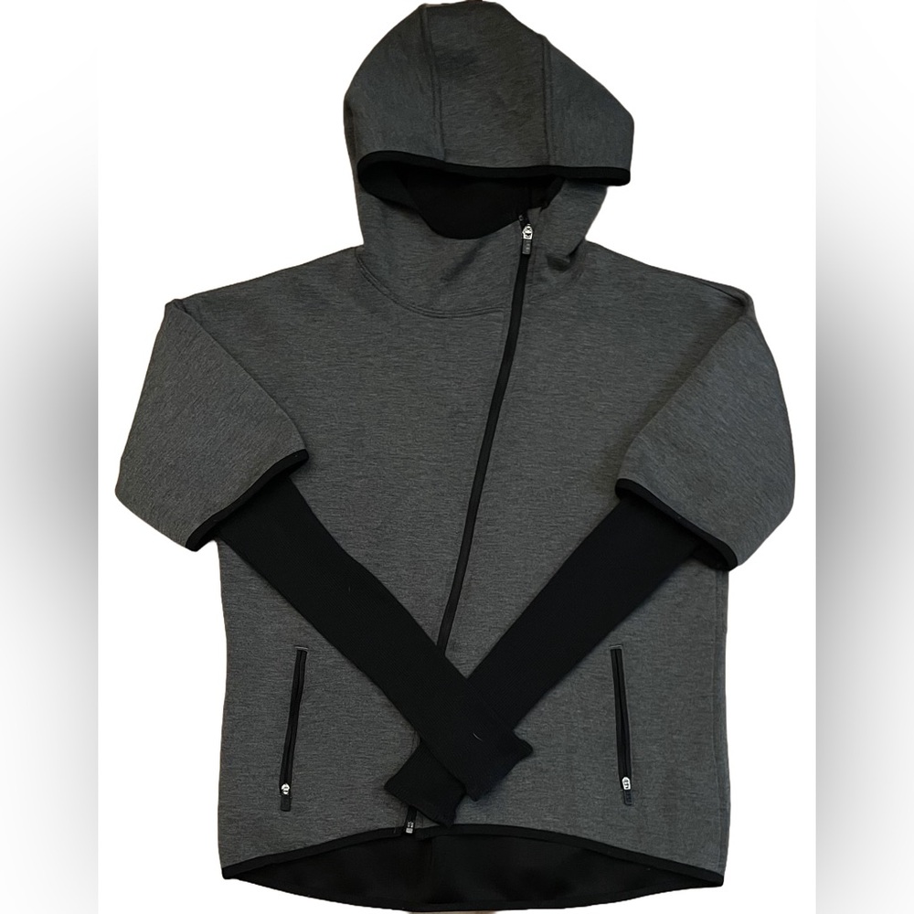 Abercrombie & Fitch Gray and Black Lightweight Hooded Jacket Small